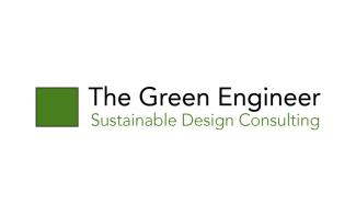 The Green Engineer Logo. Green Square icon then two lines of text that read The Green Engineer, Sustainable Design Consulting