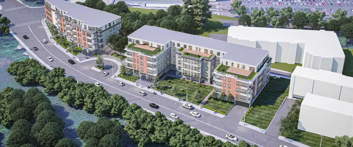 Aerial rendering of 100 Charles Park Road