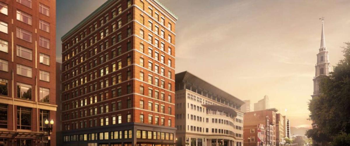 Rendering of newly renovated 101 Tremont Street building.