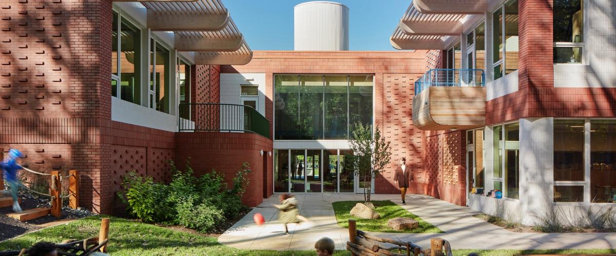 Children playing outside the Blake School