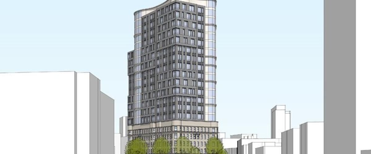 Early rendering of 409 Huntington Ave