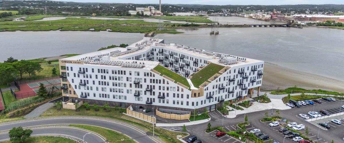 Aerial view of Gibson Point green roof
