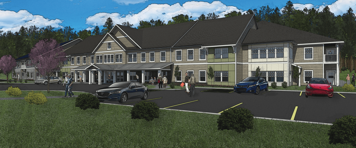 Two story multifamily building with solar panels
