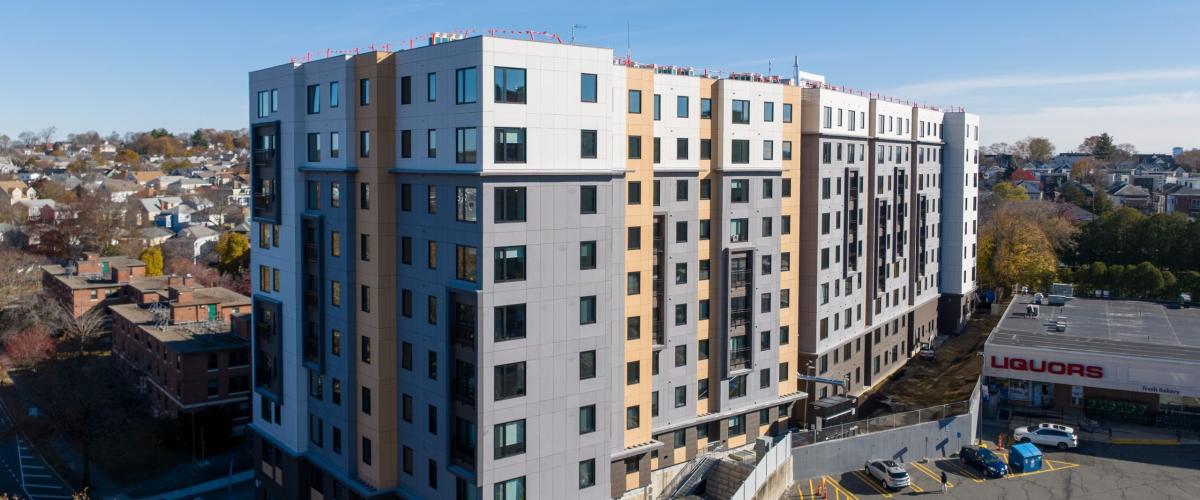 Aerial view of Clarendon Hill apartments