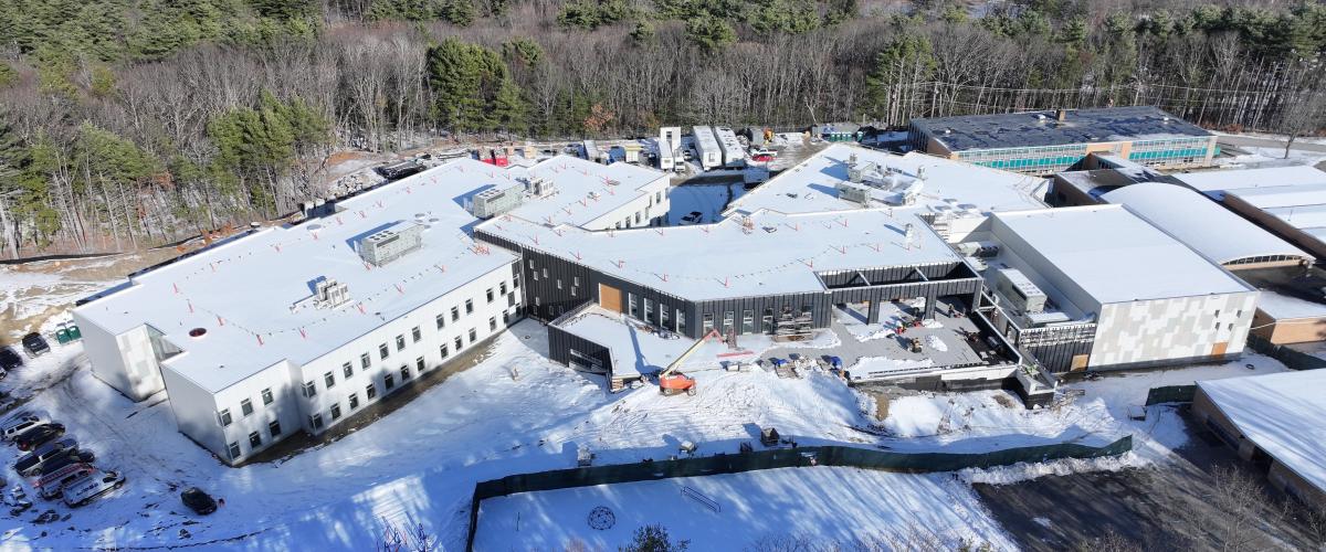 Aerial view of Crocker Elementary School during construction.