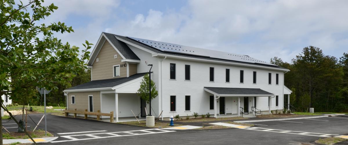 LeClair building c, a two story townhouse in clapboard