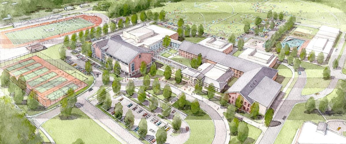 Rendering blueprint of Agawam High School