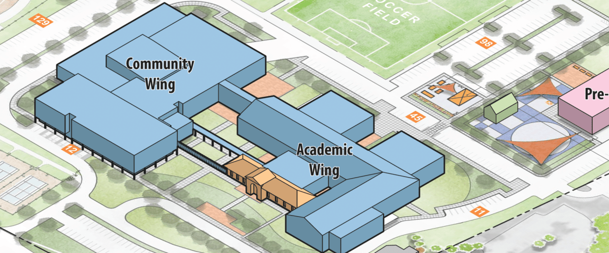 Rendering blueprint of Agawam High School