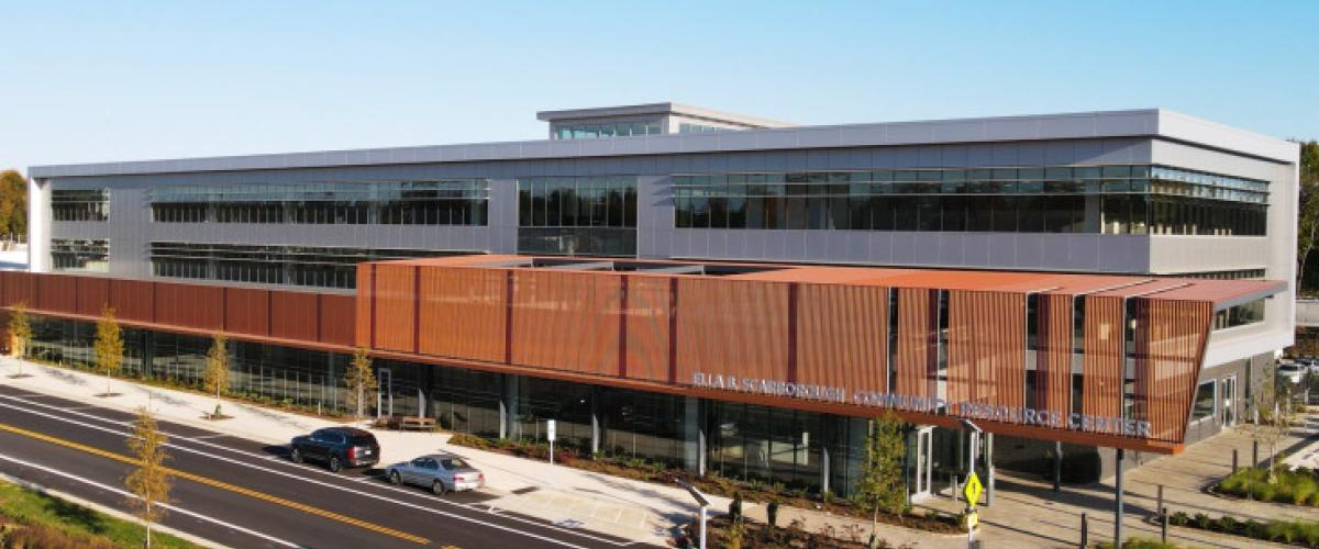 Frontal view of the completed Ella B. Scarborough Community Resource Center