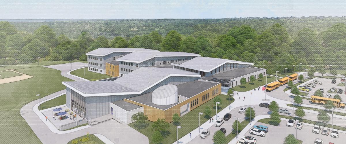 Hillcrest Middle School aerial rendering