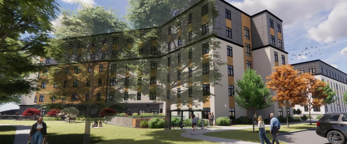 Rendering of the Lakeside apartments redevelopment.