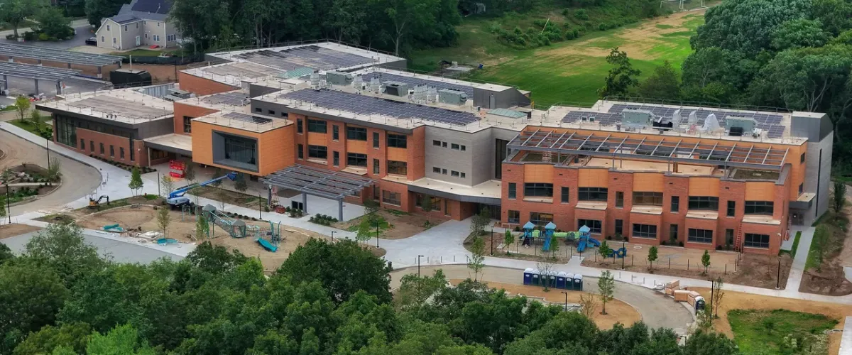 Aerial view of completed Lynch School