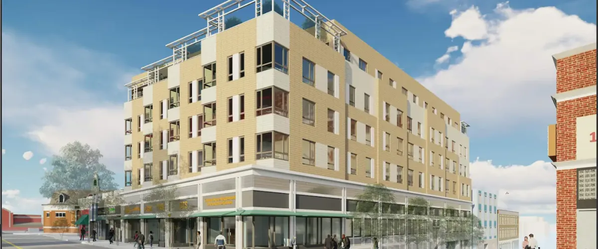 Rendering of On the Square front facade