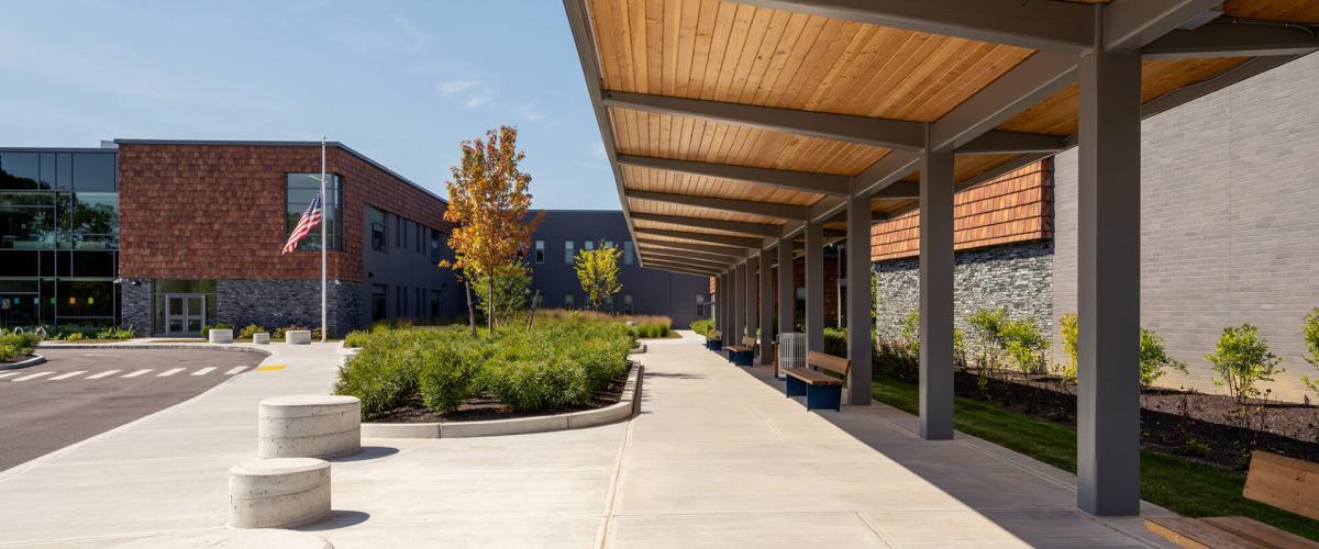 Exterior view of drop-off canopy