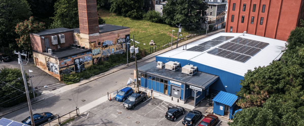 Aerial view of Boston Building Resources Center
