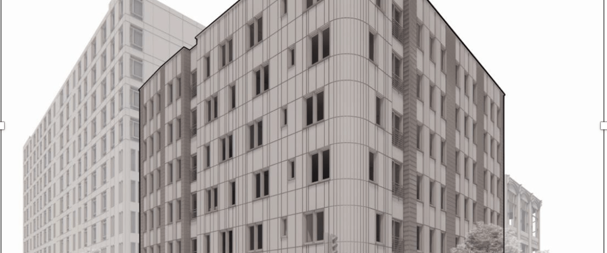 Architectural rendering of the proposed 144 Market Street mixed-used residential building in Lynn, Massachusetts