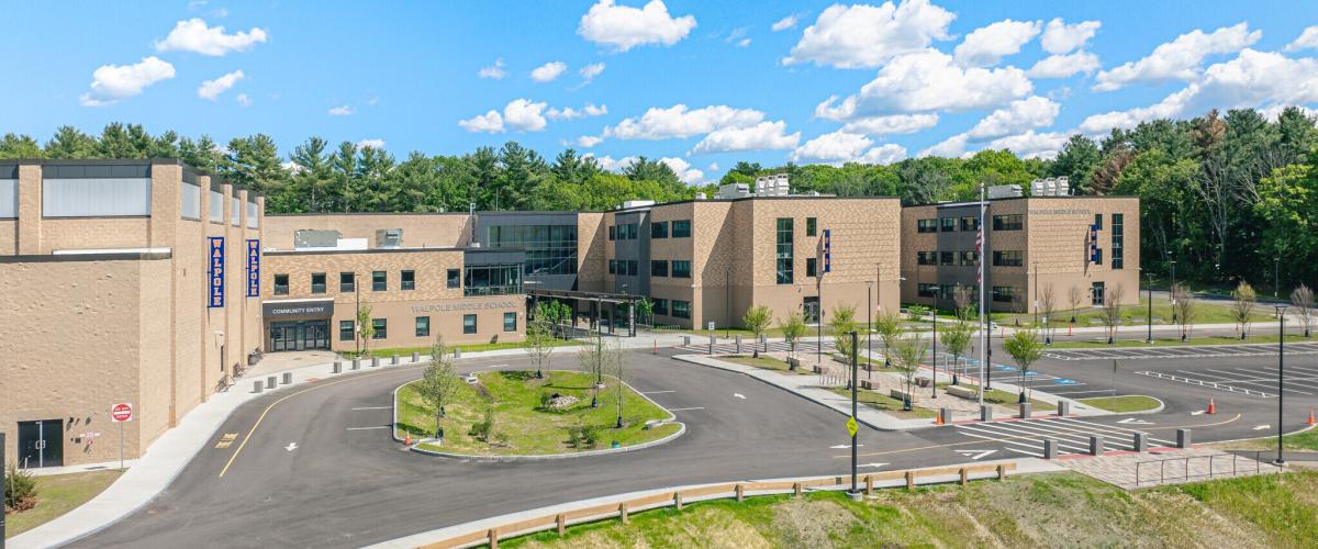 Aerial view of Walpole Middle School.