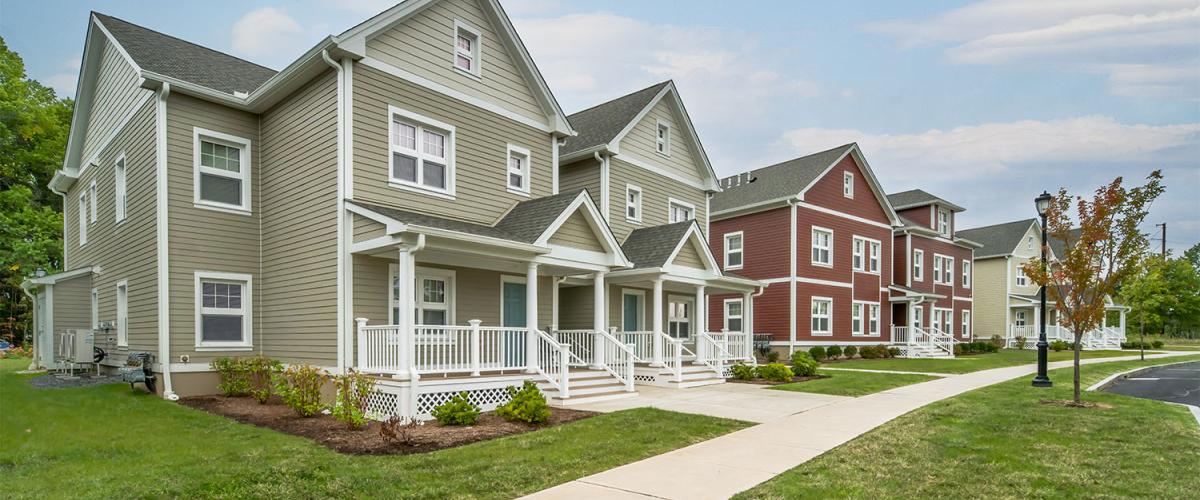 Sidewalk view of two Willow Street rental houses