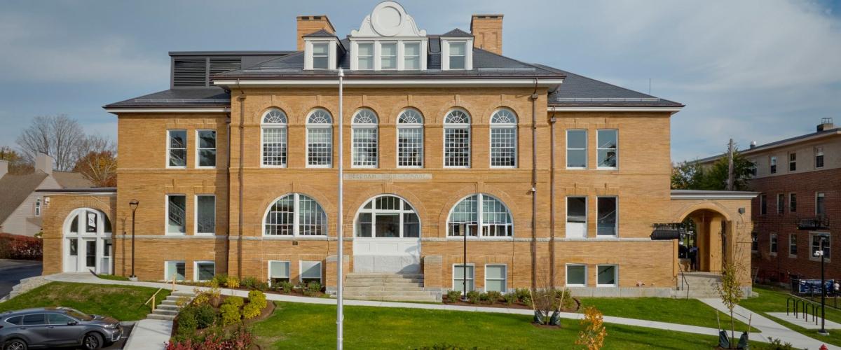 View of front facade of Emery Grover renovation.