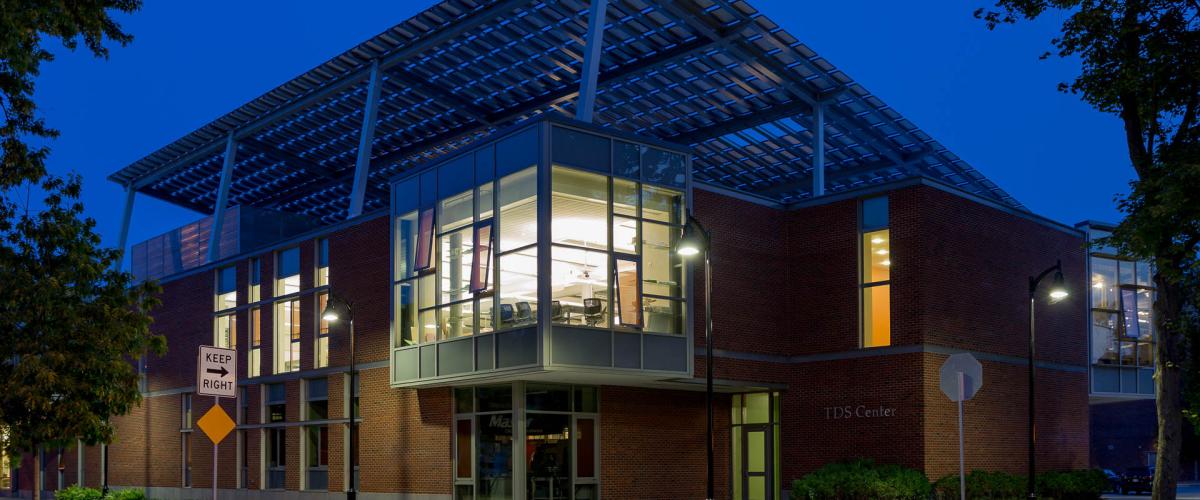 The TDS Center at Keene State College at night