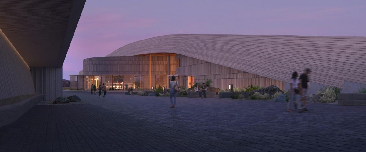 Rendering of Theodore Roosevelt Library at night