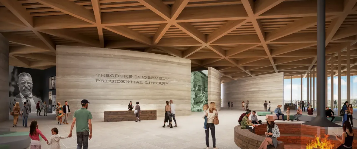 Rendering of Theodore Roosevelt Library lobby