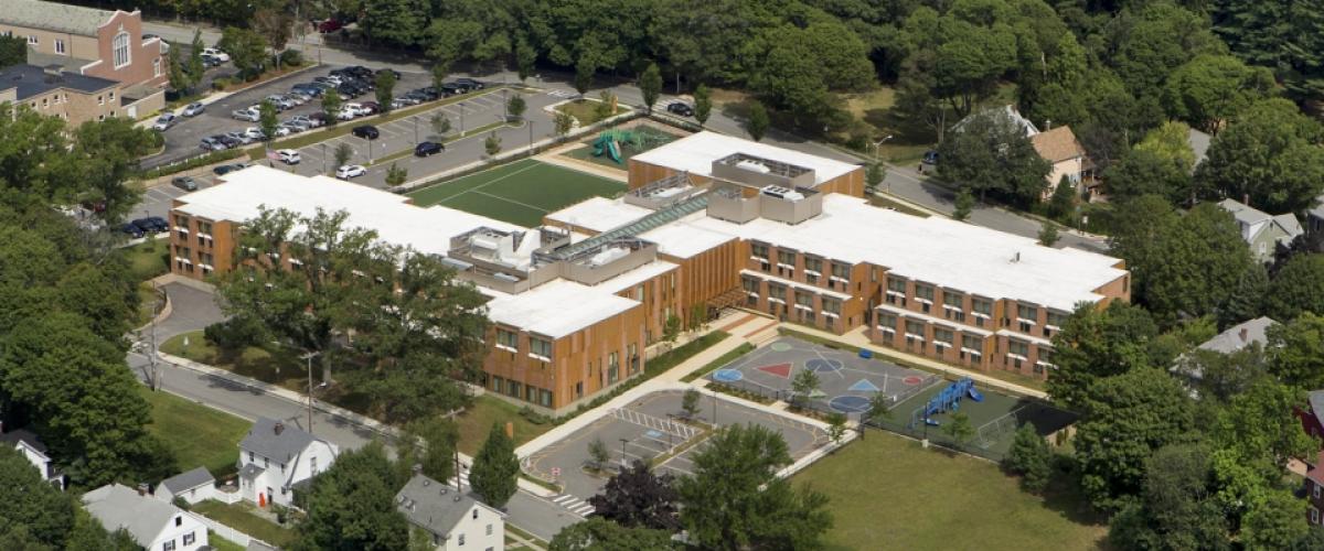 The Roger E. Wellington Elementary School aerial view
