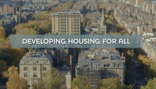 'Developing Housing for All'. Boston Communities banner.