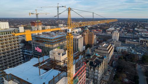 Construction with "Gilbane" crane