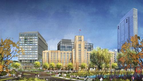 Colored sketch of the Landmark Center Phase III including 421 Park Drive