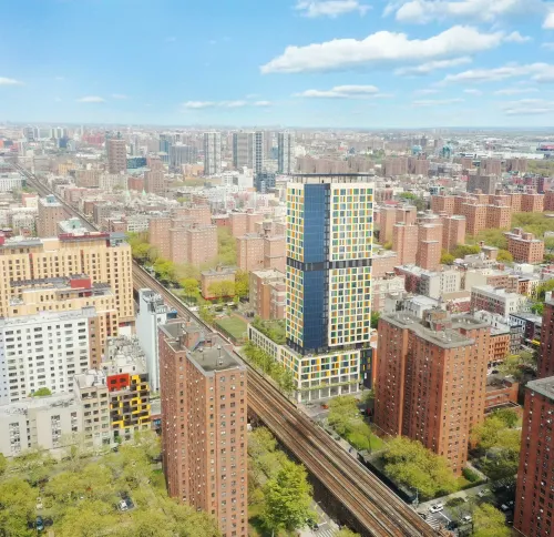 Aerial rendering of Carmen Villegas apartments