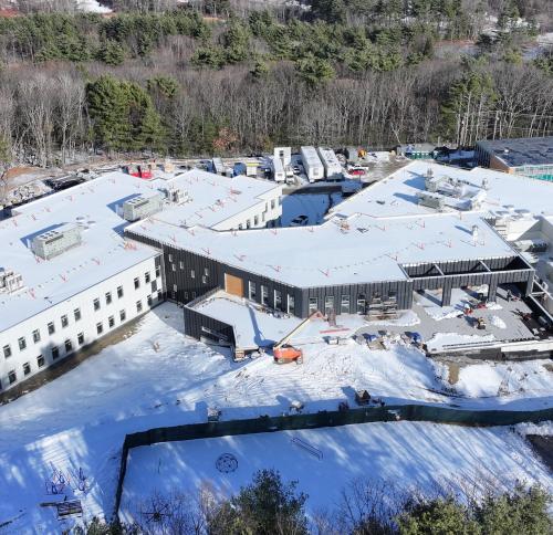 Aerial view of Crocker Elementary School during construction.