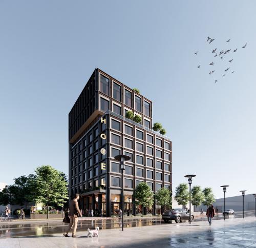 Front view of the hotel at 248 Dot Ave