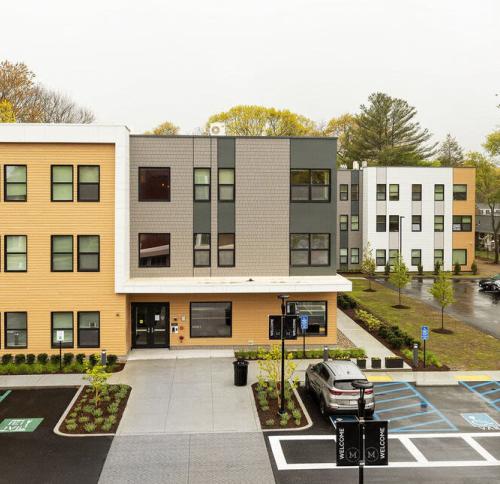 Aerial view of McElwain School Apartments