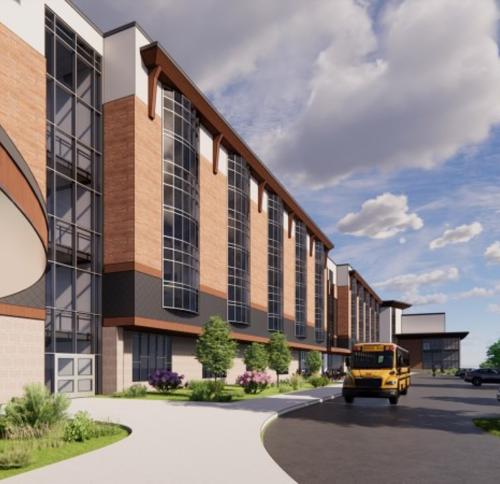 Rendering of Northeast Metro Tech building.