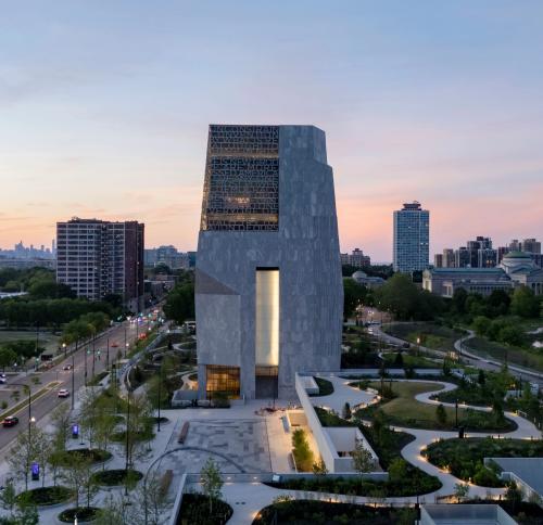 Drone image of the Presidential Center in Chicago