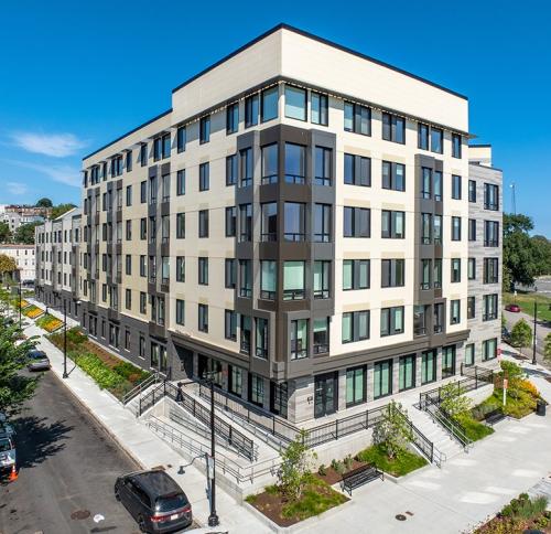 Finished building at the Old Colony re-development site in South Boston.