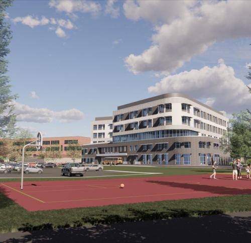 Exterior Rendering of Pickering Middle School