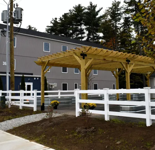 Street view of River Turn Woods housing project