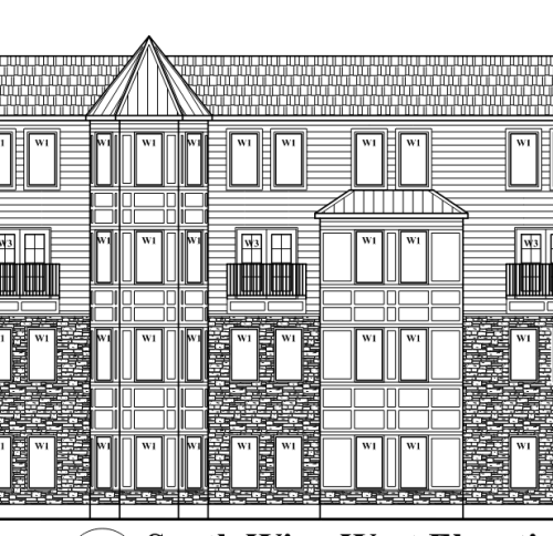 Architectural elevation of the proposed Cortlandville Commons affordable multifamily development in Cortlandville, New York.