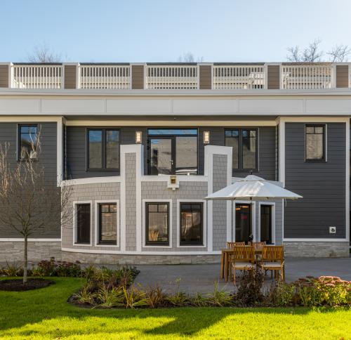 Front-facing view of Simon C. Fireman expansion courtyard.