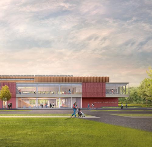 Architectural mockup of Belmont Public Library