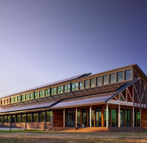 Semans Griswold Environmental Hall at dusk