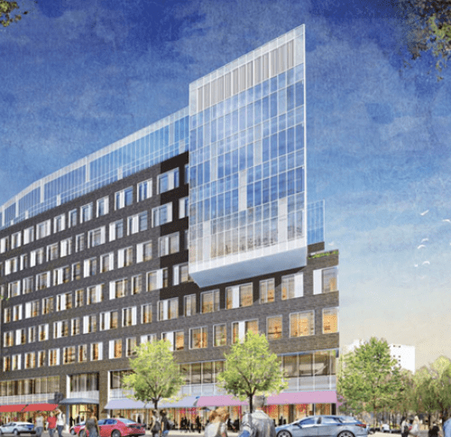 Tall glass building showcasing design for 80 E Berkeley St