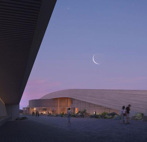 Rendering of Theodore Roosevelt Library at night
