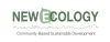 New Ecology, Inc. logo- says New Ecology: Community-Based Sustainable Development and includes an image of a green lead and green skyline outline